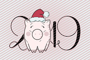 Happy New Year 2019 with pig. Vector