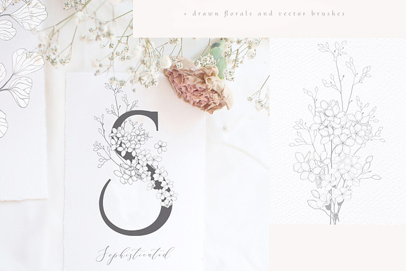 Blooming Gold Floral Letters Numbers in Illustrations - product preview 1