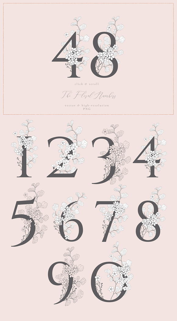Blooming Gold Floral Letters Numbers in Illustrations - product preview 3