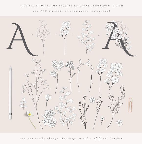 Blooming Gold Floral Letters Numbers in Illustrations - product preview 9