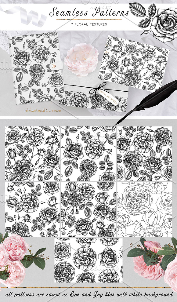 Hand Drawn Roses Collection in Illustrations - product preview 6