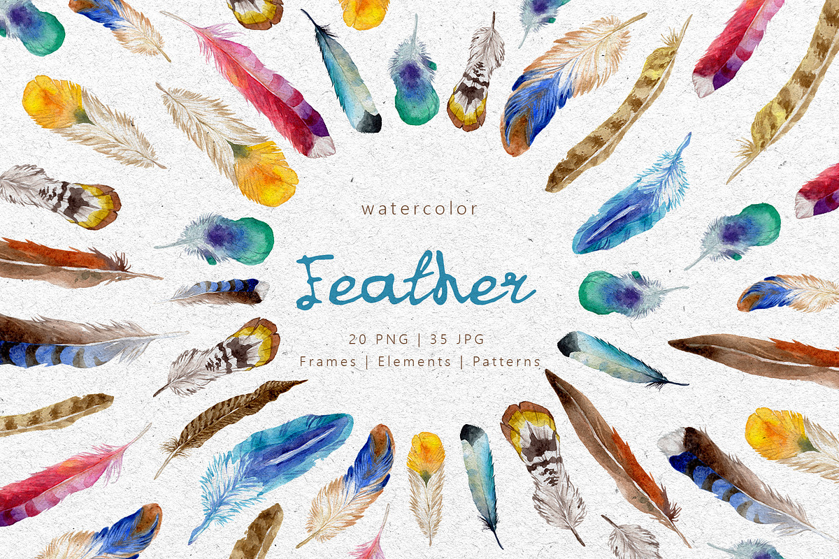 Feather Watercolor png in Illustrations - product preview 8