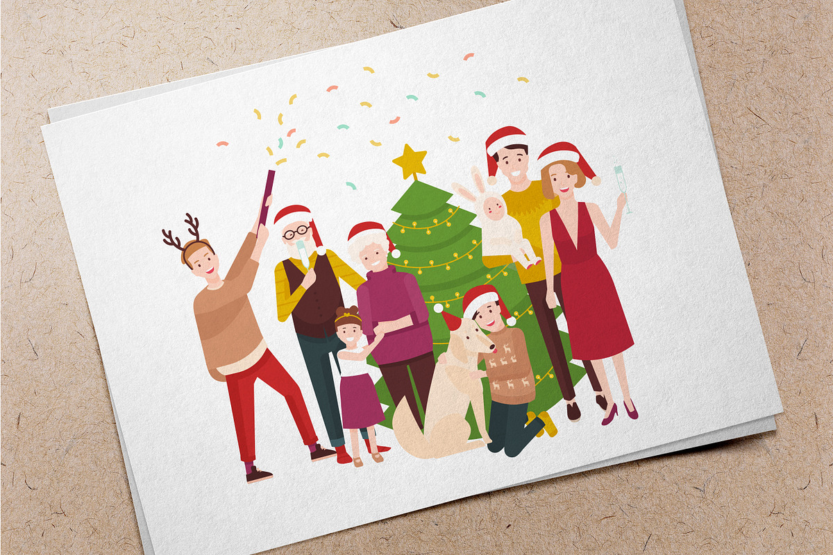 Family Christmas party illustration in Illustrations - product preview 8
