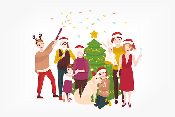 Family Christmas party illustration in Illustrations - product preview 1