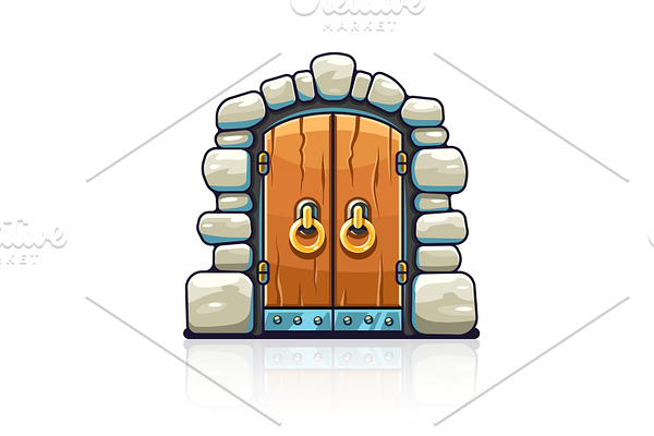 Fairy-tale door with golden handles