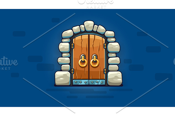 Fairy-tale door with golden handles