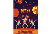 Astronauts party vector cosmonaut