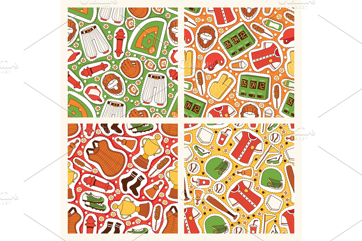 Baseball vector seamless pattern in Illustrations - product preview 8