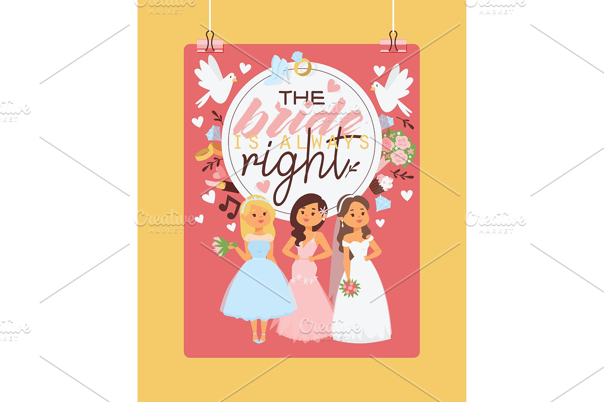 Bride vector bridesmaid woman in Illustrations - product preview 8