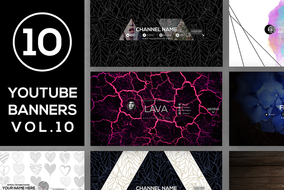 10 Youtube Channel Art Banners vol10 in YouTube Templates - product preview 8