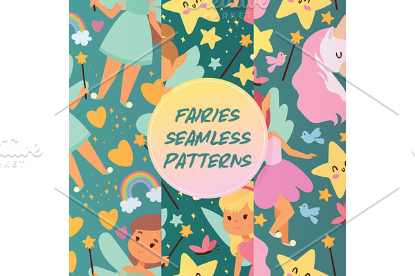 Fairy girl seamless pattern vector