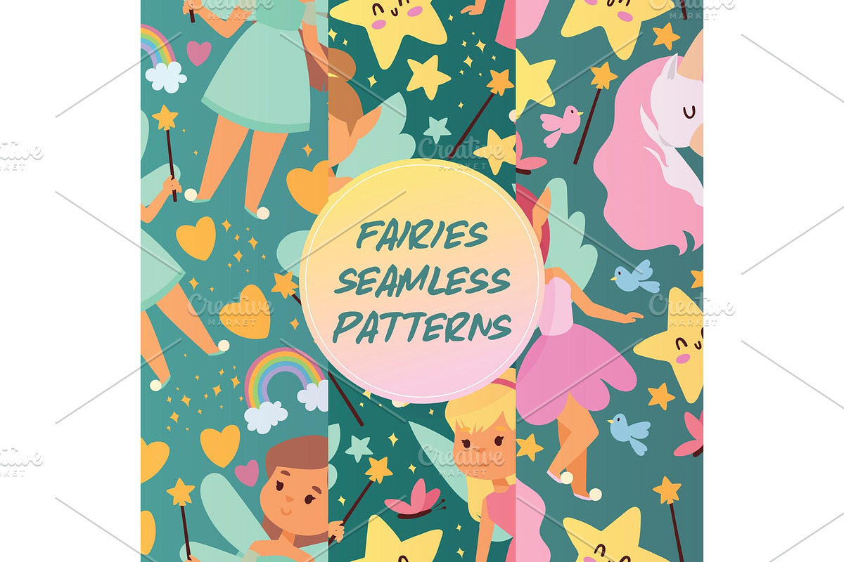 Fairy girl seamless pattern vector in Illustrations - product preview 8