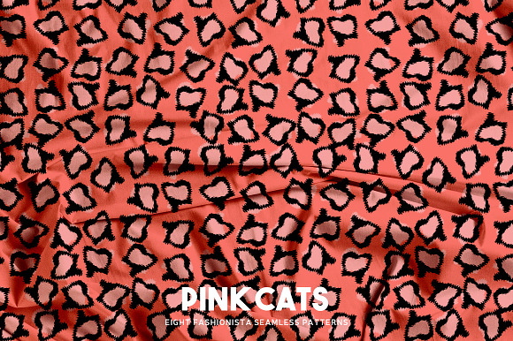 Pink Cats in Patterns - product preview 2