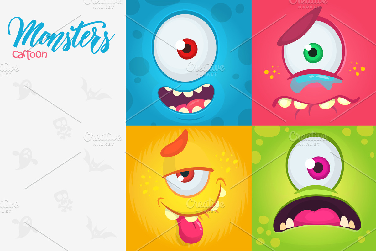 Cartoon one eyed monsters in Illustrations - product preview 8