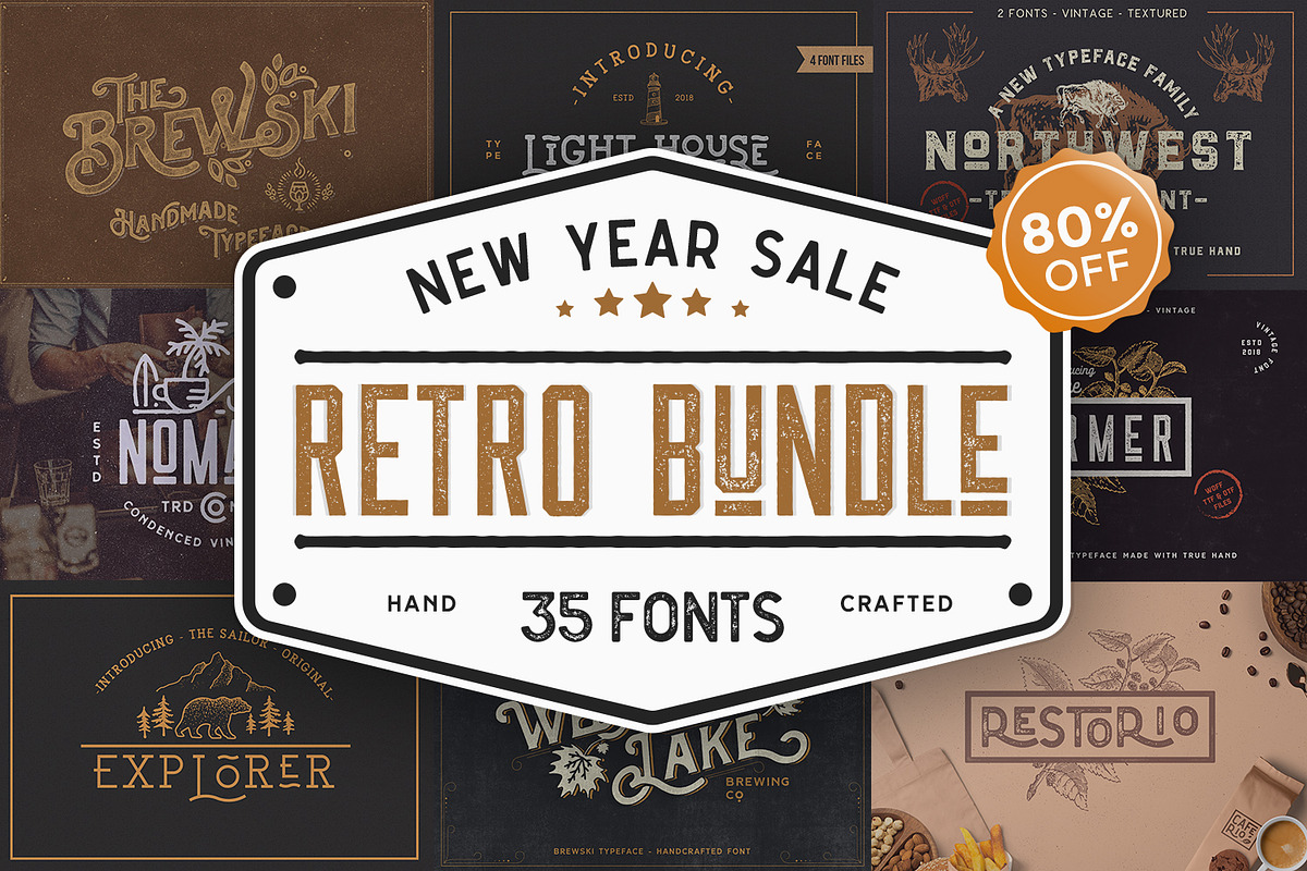 Retro Vintage Font Collection in Retro Fonts - product preview 8