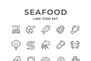 Set line icons of seafood