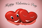 3d two red heart for happy st valent