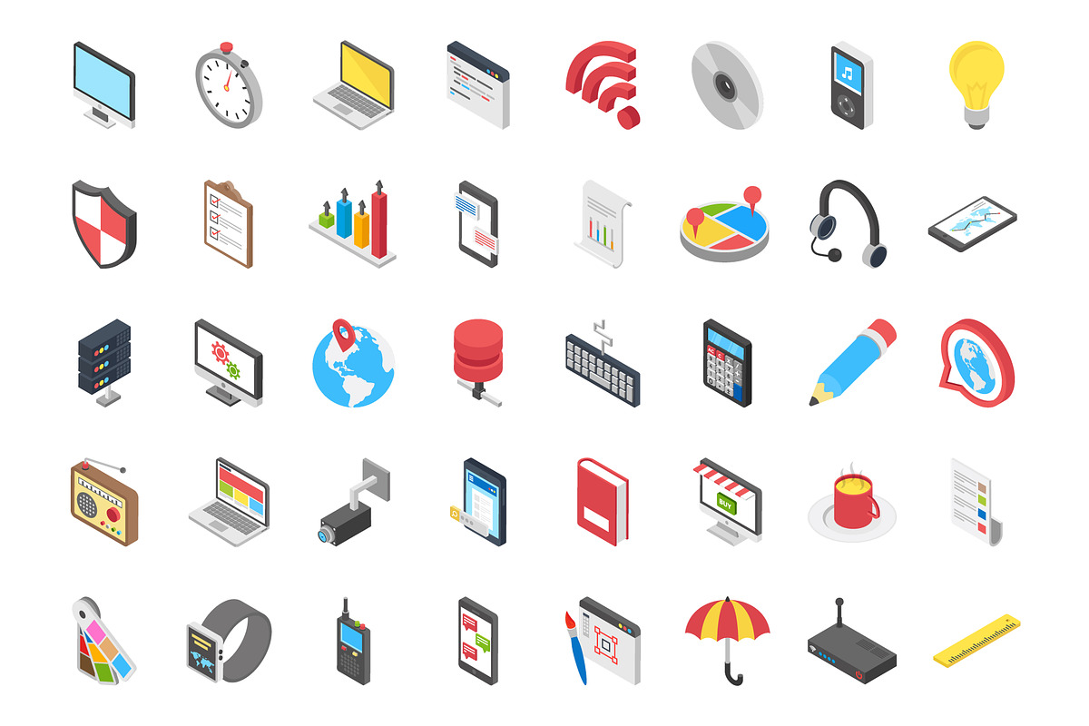 140 Web Isometric Vector Icons in Icons - product preview 8