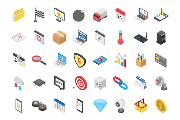 140 Web Isometric Vector Icons in Icons - product preview 1
