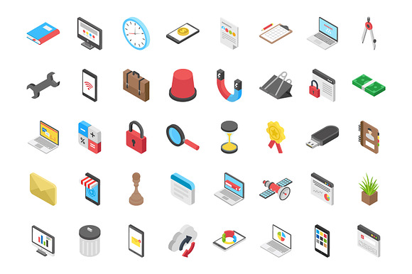 140 Web Isometric Vector Icons in Icons - product preview 2