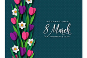 March 8 greeting card for Womens Day