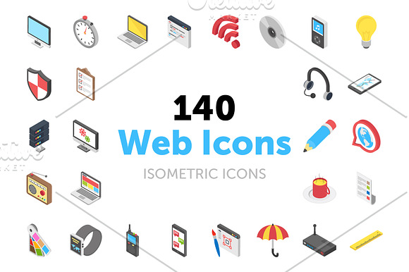 140 Web Isometric Vector Icons in Icons - product preview 4