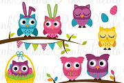 Spring Easter Owl Clipart & Vectors
