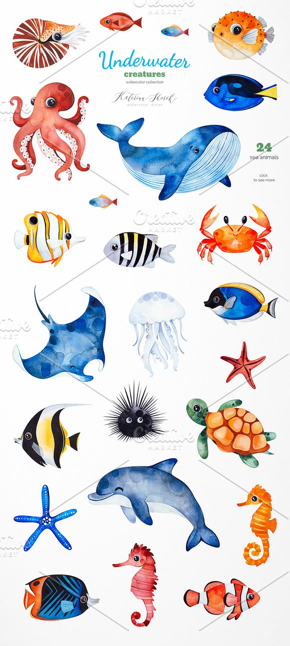 Underwater Creatures. in Illustrations - product preview 1