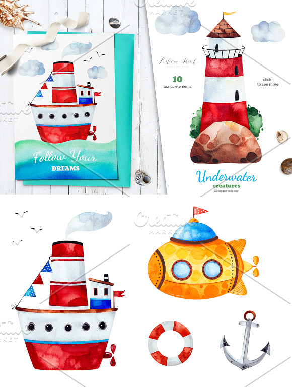 Underwater Creatures. in Illustrations - product preview 6