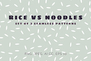 Rice vs Noodles seamless patterns