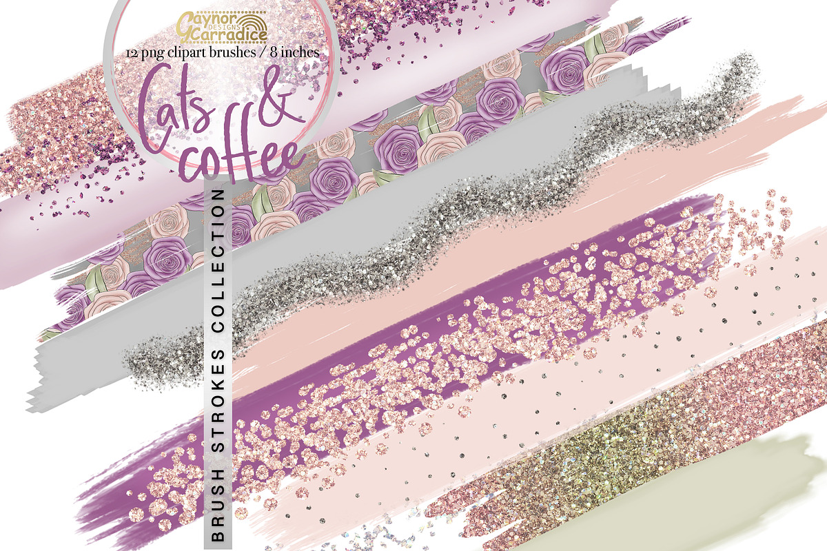 Cats and coffee brushes clipart in Textures - product preview 8