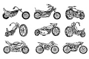 Set of Vintage motorcycles