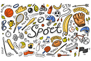 Set of sport icons doodle
