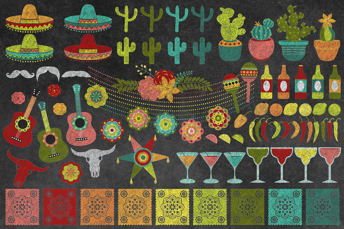 Chalkboard Fiesta Clipart in Illustrations - product preview 8