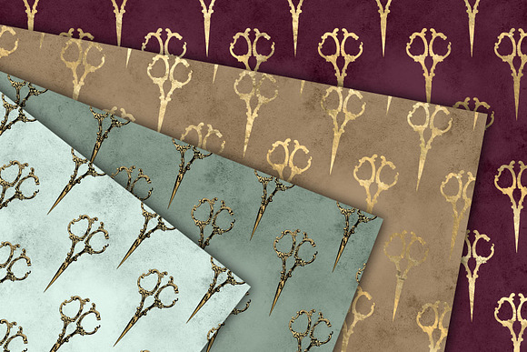 Golden Scissors Digital Paper in Patterns - product preview 1