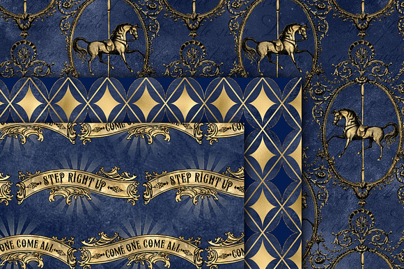 Navy and Gold Circus Digital Paper in Patterns - product preview 1