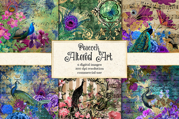 Peacock Altered Art Backgrounds