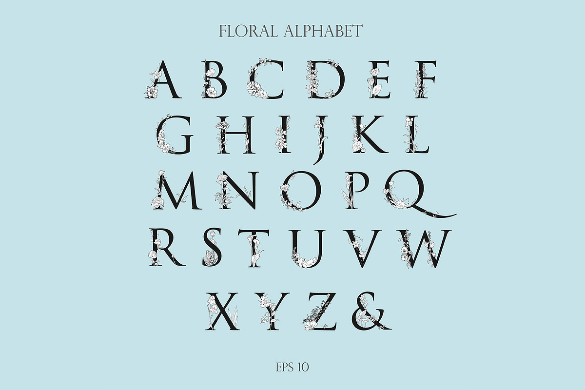 Floral Alphabet and Monogram in Illustrations - product preview 8