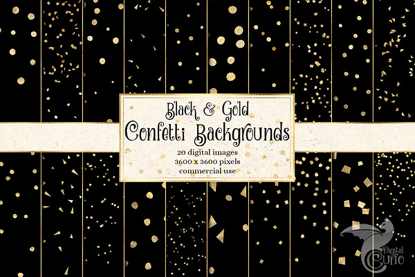 Black and Gold Confetti Backgrounds