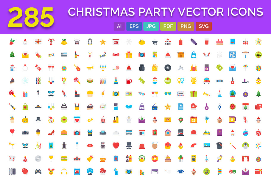 285 Christmas Party Vector Icons