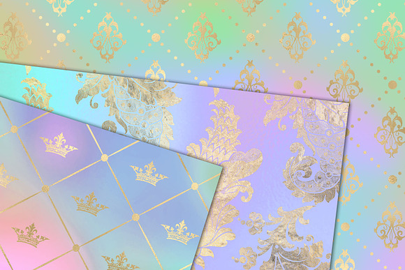 Rainbow & Gold Princess Backgrounds in Textures - product preview 1