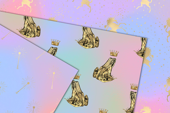 Rainbow & Gold Princess Backgrounds in Textures - product preview 2