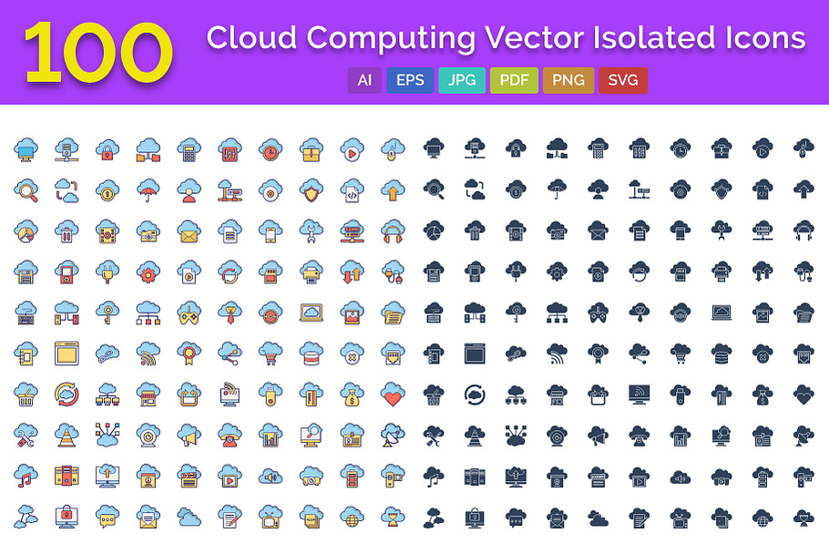 100 Cloud Computing Vector Isolated  in Icons - product preview 8