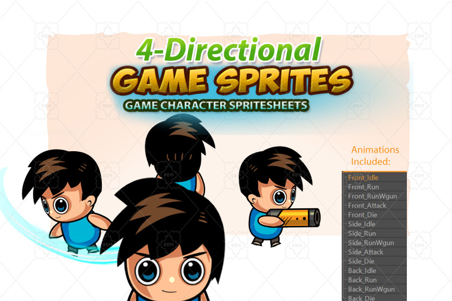 4 Directional 2D Game Sprites 01 in Product Mockups - product preview 8