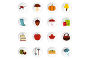 Autumn icons set, flat style