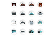 Warehouse icons set, flat style