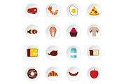 Food icons set, flat style