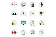 Job search icons set, flat style