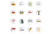 Singapore icons set, flat style