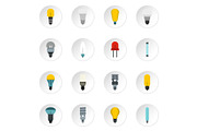 Light bulb icons set, flat style